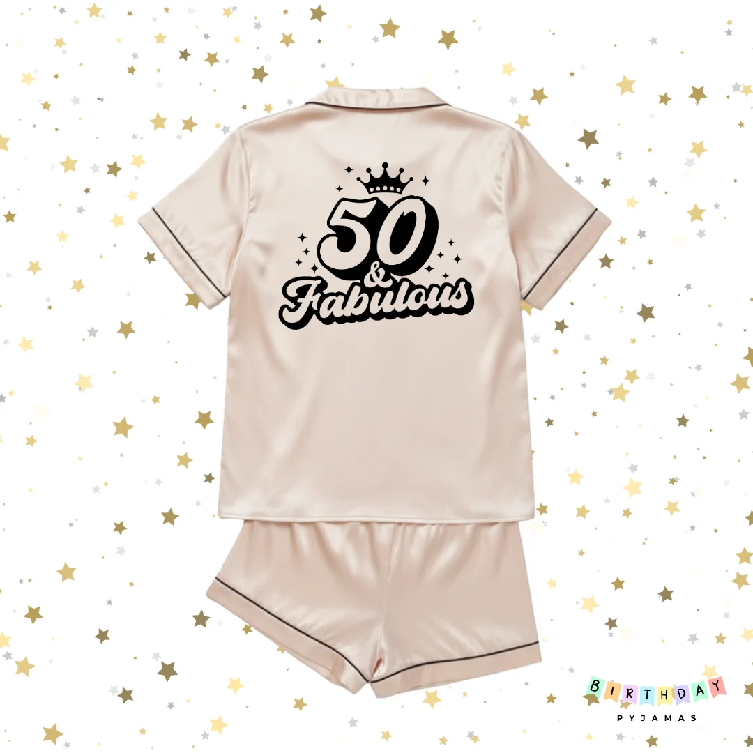 50 and Fabulous Satin Birthday Pyjamas