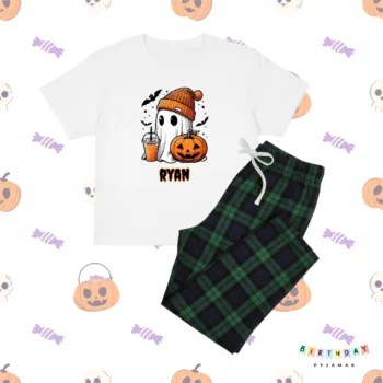Bubble Tea Ghost Halloween Personalised Pyjamas 1
