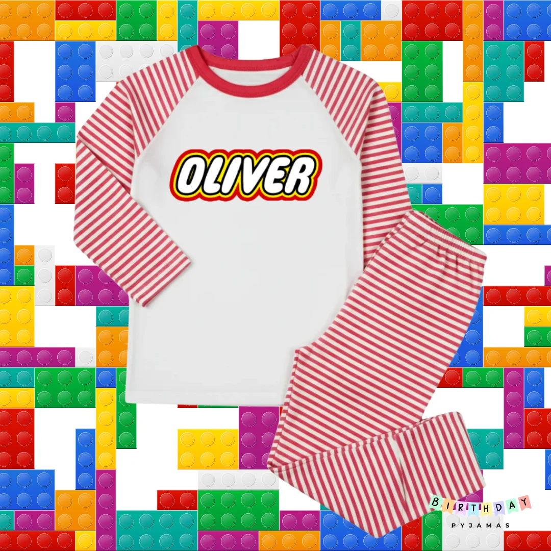 Building Blocks Personalised Pyjamas – Custom Kids Birthday PJs