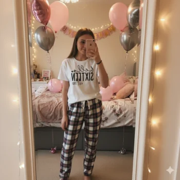 Hello Sixteen Print Birthday Personalised Pyjamas