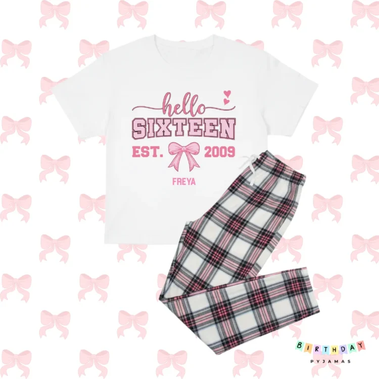 Hello Sixteen Print Birthday Personalised Pyjamas