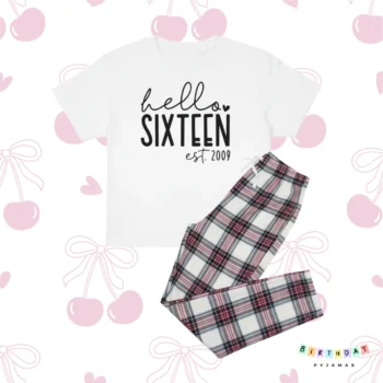 Hello Sixteen Print Birthday Personalised Pyjamas