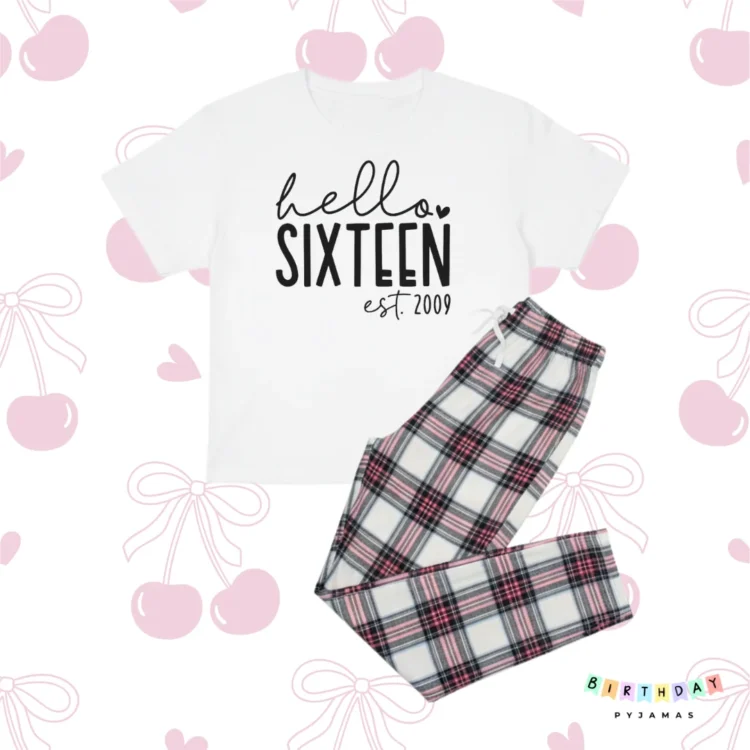 Hello Sixteen Print Birthday Personalised Pyjamas