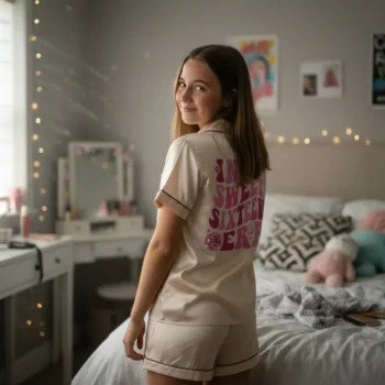 In My Sweet Sixteen Era Pyjamas – Personalised 16th Birthday Satin Set