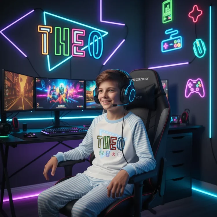 Neon Gamer Birthday Pyjamas Personalised