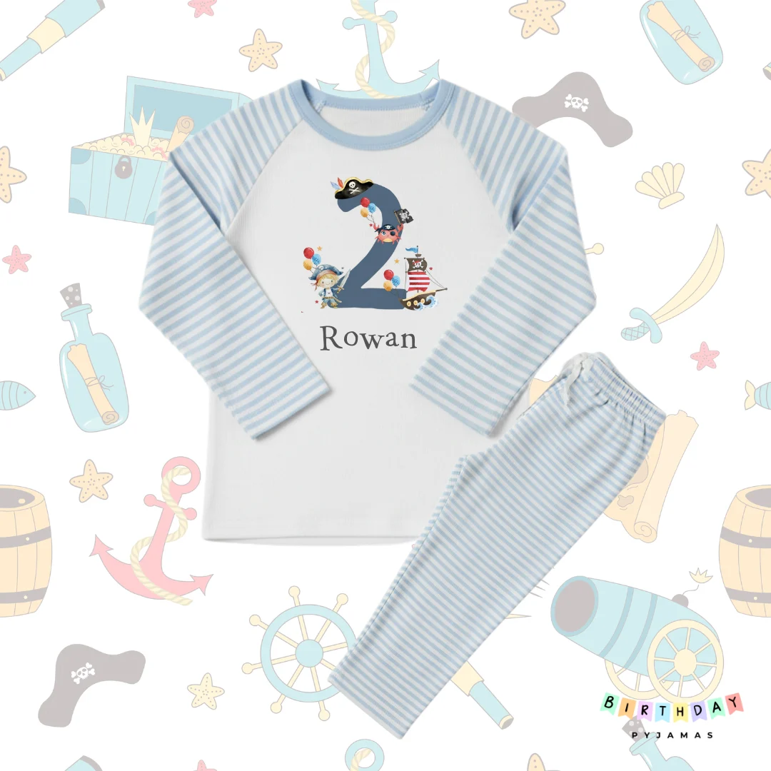 Pirate Birthday Pyjamas – Personalised Kids PJs