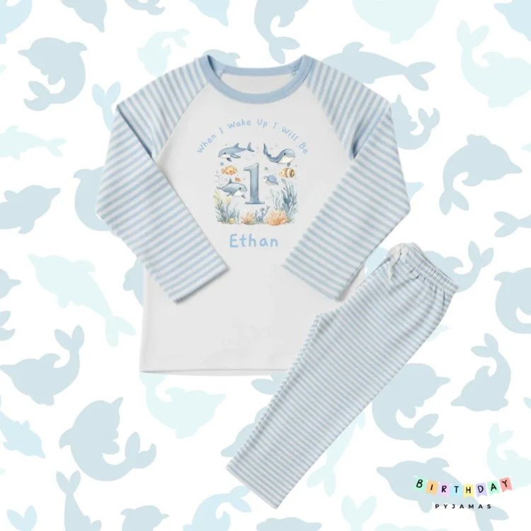Underwater Sea First Birthday Personalised Pyjamas