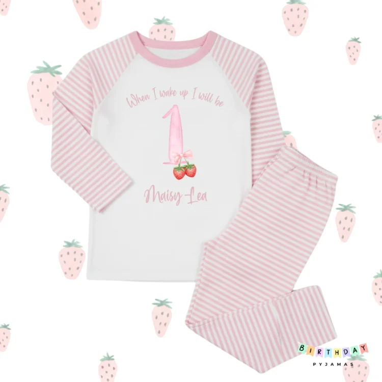 When I Wake Up Strawberry Dreams Birthday Pyjamas – Personalised Age & Name